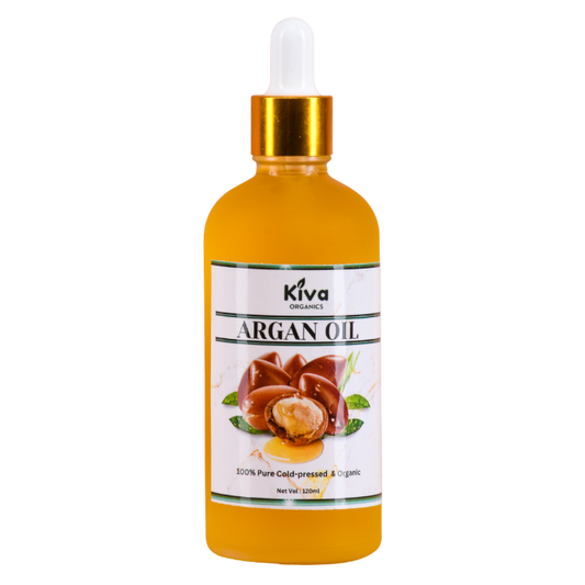 Pure Argan Oil for Hair, Face & Skin – Cold-Pressed Moisturizing & Anti-Aging Oil | Kiva Organics 120MLs