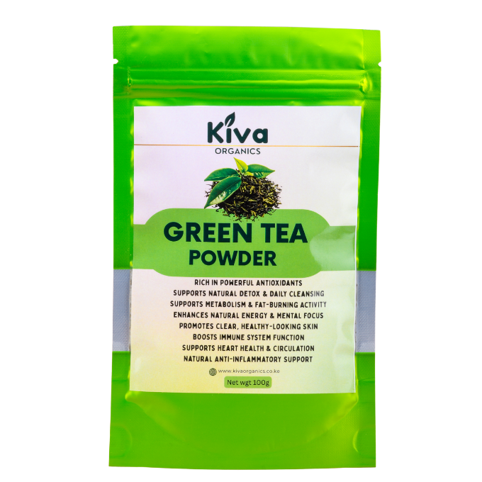 Green Tea Powder for Detox, Weight Loss & Energy – Antioxidant-Rich Herbal Superfood | Kiva Organics (100g)