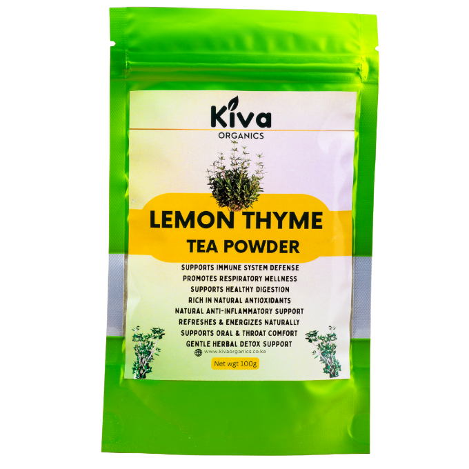 Lemon Thyme Tea Powder for Immunity, Respiratory Wellness & Digestion | Natural Herbal Antioxidant Tea | Kiva Organics (100g)