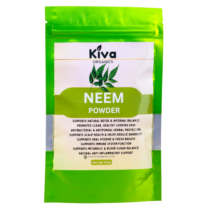 Neem Powder-Muarubaini for Skin, Detox & Immune Support – Natural Antibacterial Herbal Superfood | Kiva Organics (100g)