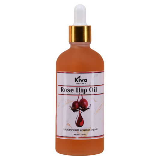 100% Pure Rose Hip Oil (Cold Pressed & Organic) – Anti-Aging Face Oil for Glowing Skin, Acne Scars, Stretch Marks & Hair Growth – Kiva Organics 120ml