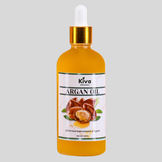 Pure Argan Oil for Hair, Face & Skin – Cold-Pressed Moisturizing & Anti-Aging Oil | Kiva Organics 120MLs