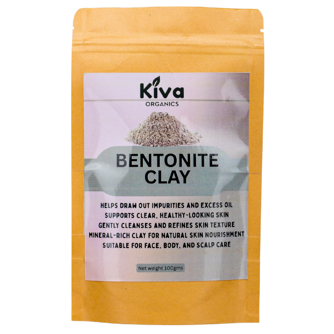 Bentonite Clay Powder for Face, Hair & Skin – Deep Detox & Oil Control Mask | Kiva Organic 100gms