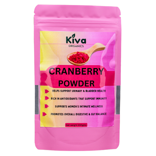 Cranberry Powder for Urinary & Women’s Wellness – Antioxidant-Rich Superfood | Kiva Organics 100gms