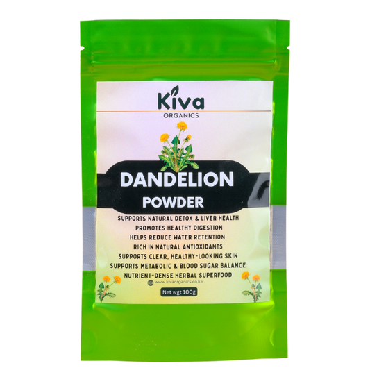 Dandelion Powder for Detox, Liver Support & Digestion – Natural Herbal Cleanse | Kiva Organics (100g)