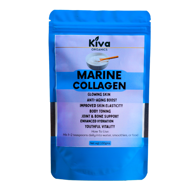 Marine Collagen Powder for Glowing Skin, Anti-Aging & Joint Support | Kiva Organics (100g)