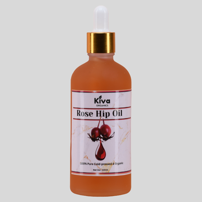 100% Pure Rose Hip Oil (Cold Pressed & Organic) – Anti-Aging Face Oil for Glowing Skin, Acne Scars, Stretch Marks & Hair Growth – Kiva Organics 120ml