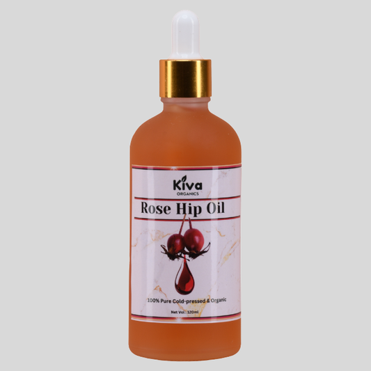 100% Pure Rose Hip Oil (Cold Pressed & Organic) – Anti-Aging Face Oil for Glowing Skin, Acne Scars, Stretch Marks & Hair Growth – Kiva Organics 120ml