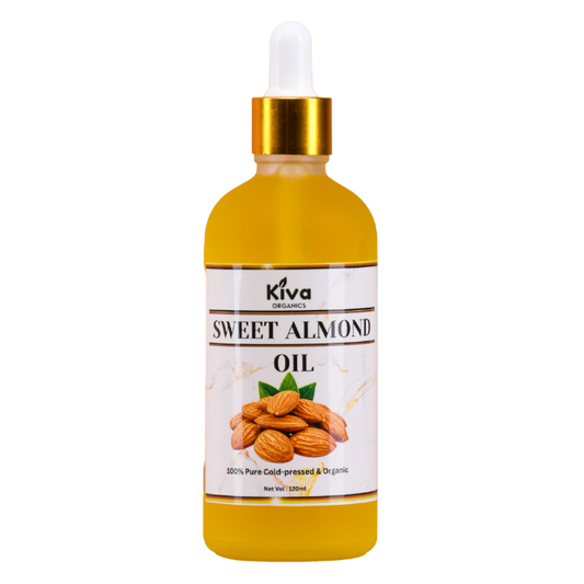 100% Pure Sweet Almond Oil (Cold Pressed & Organic) – Deep Moisturizing Oil for Skin, Hair & Face – Brightening, Anti-Aging & Stretch Mark Care – 120ml