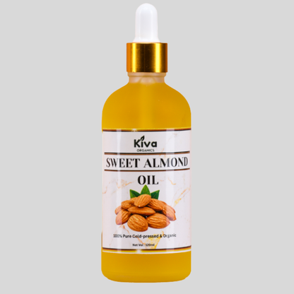 100% Pure Sweet Almond Oil (Cold Pressed & Organic) – Deep Moisturizing Oil for Skin, Hair & Face – Brightening, Anti-Aging & Stretch Mark Care – 120ml