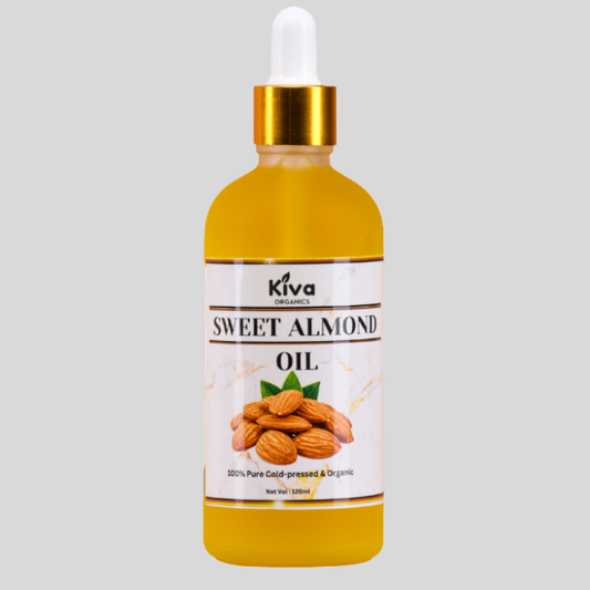 100% Pure Sweet Almond Oil (Cold Pressed & Organic) – Deep Moisturizing Oil for Skin, Hair & Face – Brightening, Anti-Aging & Stretch Mark Care – 120ml