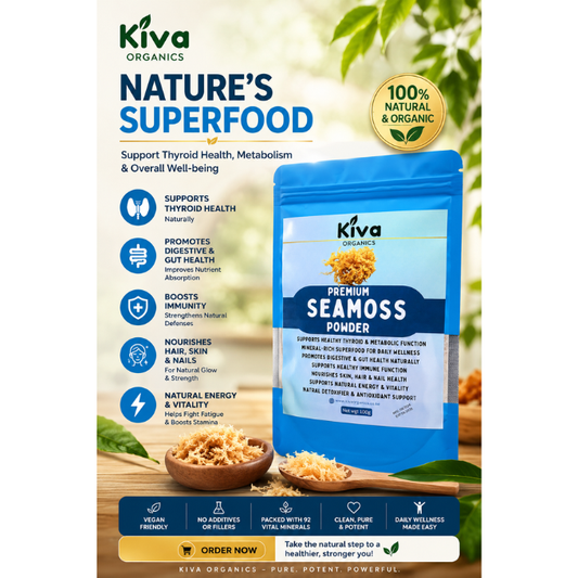 Premium Sea Moss Powder – Mineral-Rich Superfood for Thyroid, Gut Health & Natural Energy Support | Kiva Organics (100g)