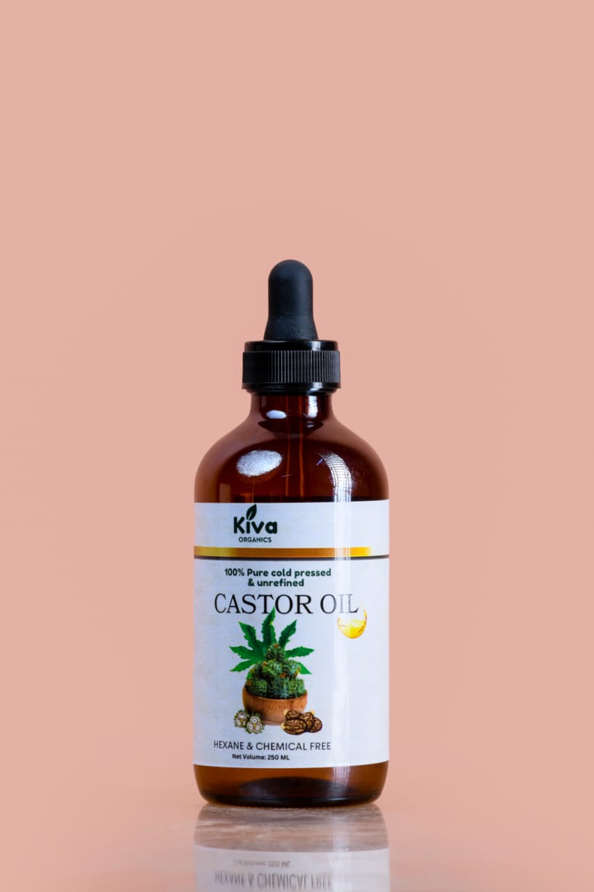Kiva Organics 100% Pure Cold-Pressed Castor Oil – 250ml (Unrefined, Hexane-Free)