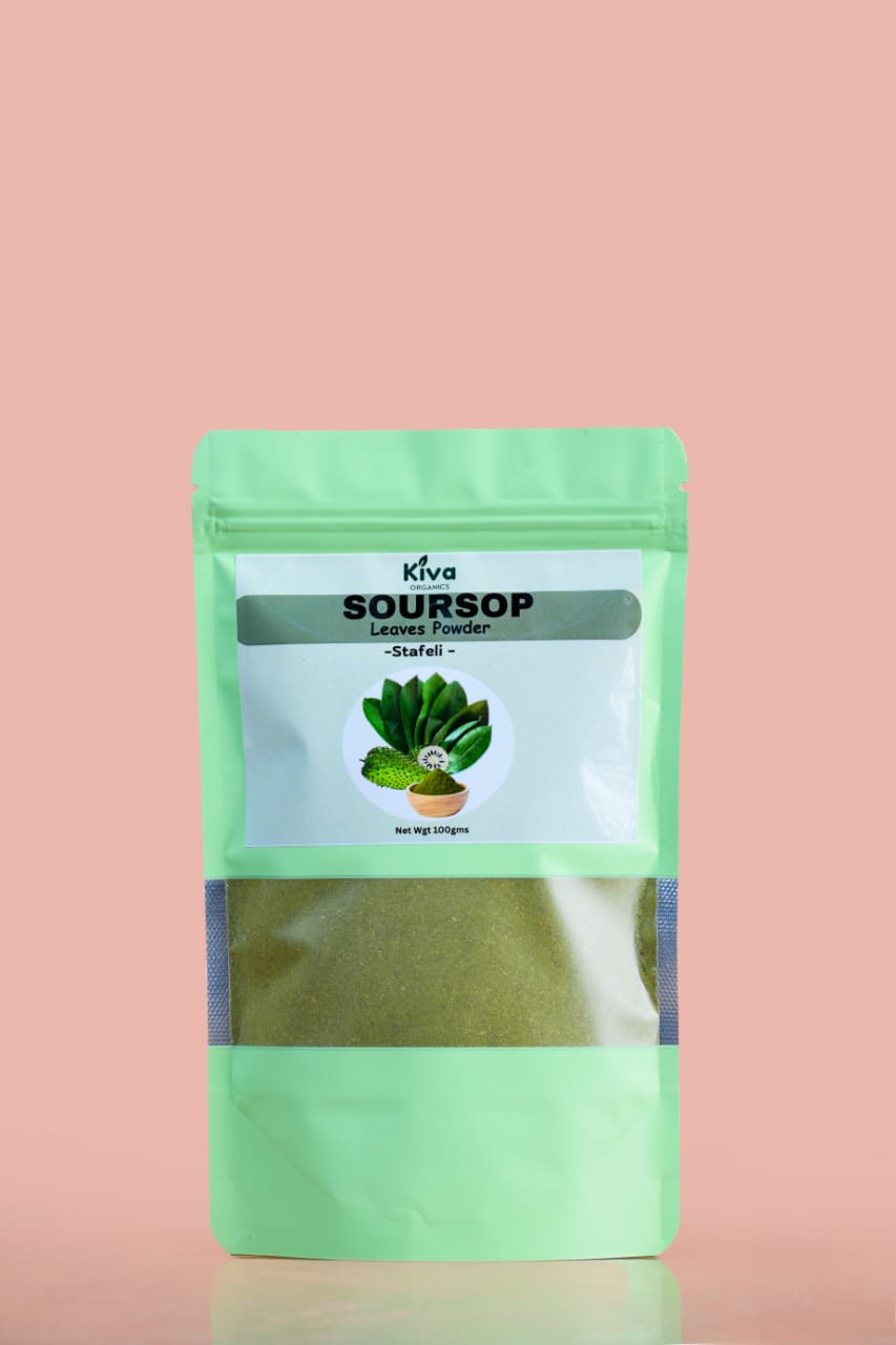 Kiva Organics – Organic Soursop Leaves Powder (Stafeli) – 100% Natural Superfood | Herbal Wellness Tea Powder – 100g