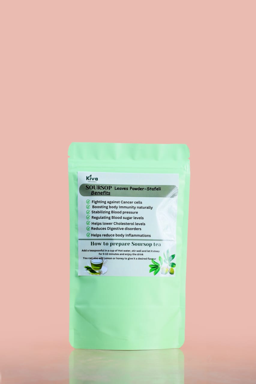 Kiva Organics – Organic Soursop Leaves Powder (Stafeli) – 100% Natural Superfood | Herbal Wellness Tea Powder – 100g