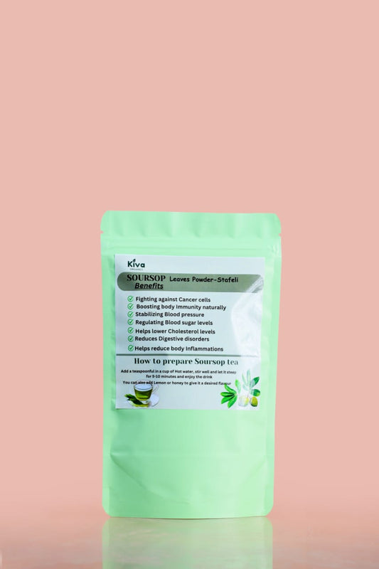 Kiva Organics – Organic Soursop Leaves Powder (Stafeli) – 100% Natural Superfood | Herbal Wellness Tea Powder – 100g
